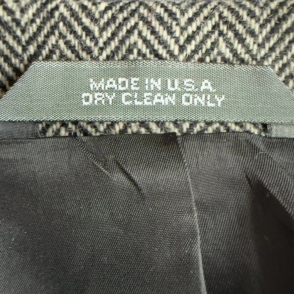 Vintage Haggar Imperial Black & White Herringbone Blazer | Made in USA | 44R - Picture 4 of 14